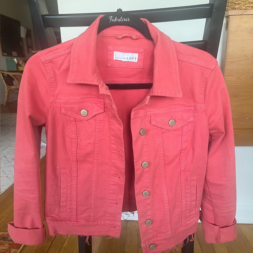 LOFT XXS Pink Jean Jacket - with stretch!